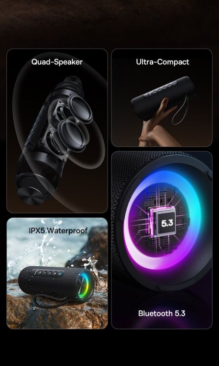 Портативна акустика Baseus AeQur VO20 (A20067900117-00) - Black: фото 7 з 21