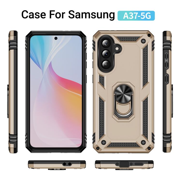 Противоударный чехол с подставкой Deexe Armor Case для Samsung Galaxy A37 (A376) - Black: фото 5 из 7