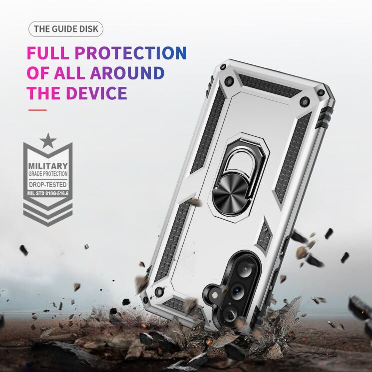 Противоударный чехол с подставкой Deexe Armor Case для Samsung Galaxy A37 (A376) - Black: фото 6 из 7