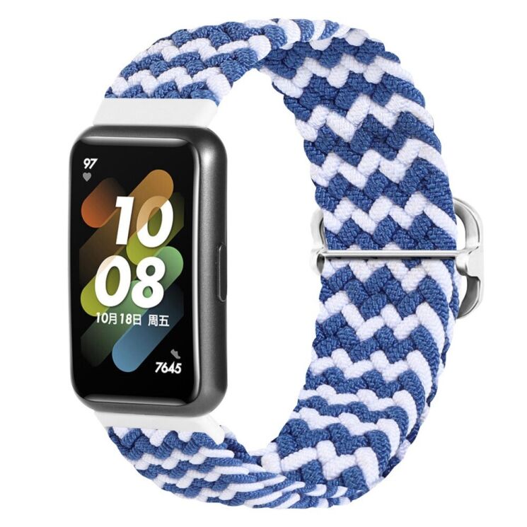 Ремінець Deexe Braided Strap для Huawei Band 7 - Blue / White: фото 2 з 6