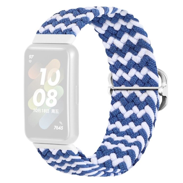 Ремінець Deexe Braided Strap для Huawei Band 7 - Blue / White: фото 1 з 6