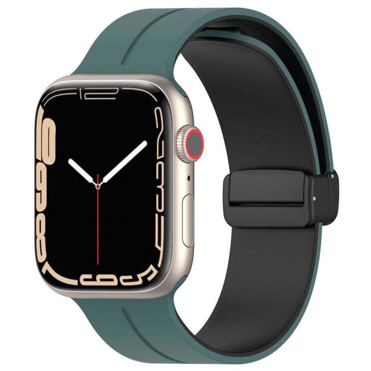 Ремінець Deexe Color Soft Line для Apple Watch 46 / 45 / 44 / SE 44 / 42 (Series 1-3) / Ultra / Ultra 2 / Ultra 3 - Olive Green / Black: фото 5 з 7