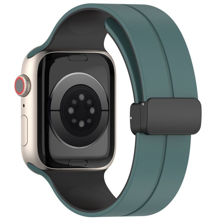 Ремінець Deexe Color Soft Line для Apple Watch 46 / 45 / 44 / SE 44 / 42 (Series 1-3) / Ultra / Ultra 2 / Ultra 3 - Olive Green / Black: фото 1 з 7