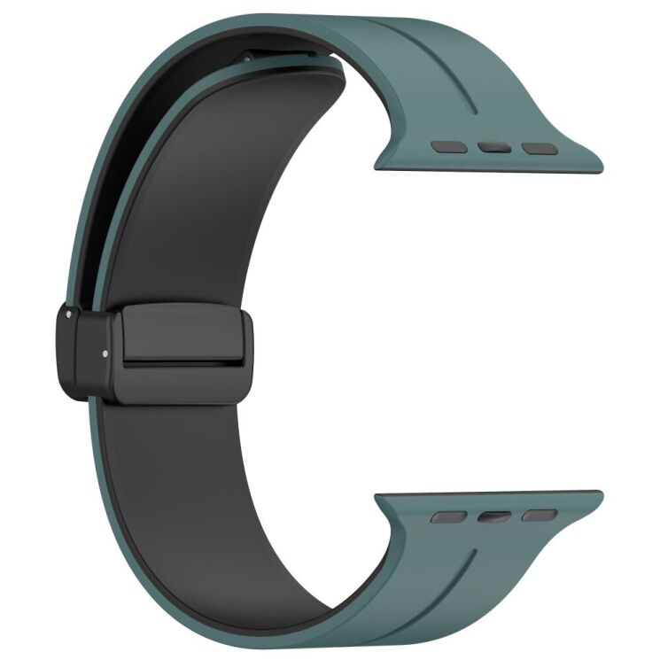 Ремінець Deexe Color Soft Line для Apple Watch 46 / 45 / 44 / SE 44 / 42 (Series 1-3) / Ultra / Ultra 2 / Ultra 3 - Olive Green / Black: фото 3 з 7