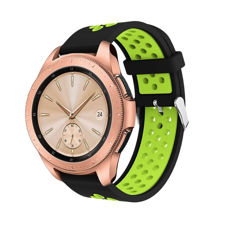 Ремешок Deexe Dual Color для Samsung Galaxy Watch 42mm / Watch 3 41mm - Black/Green: фото 1 из 4