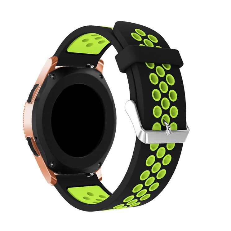 Ремешок Deexe Dual Color для Samsung Galaxy Watch 42mm / Watch 3 41mm - Black/Green: фото 2 из 4