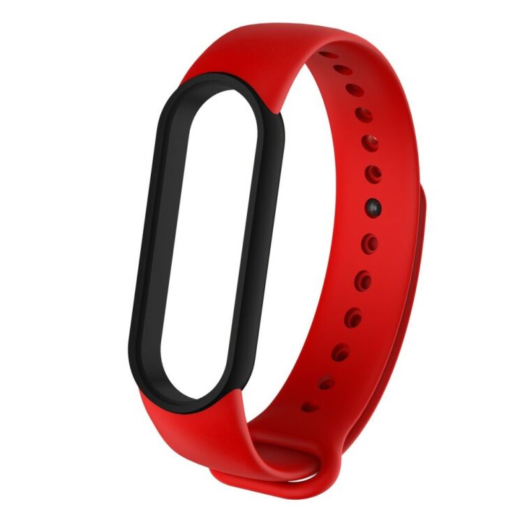 Ремешок Deexe Dual Color для Xiaomi Mi Band 5 / Mi Band 6 - Black / Red: фото 1 из 1