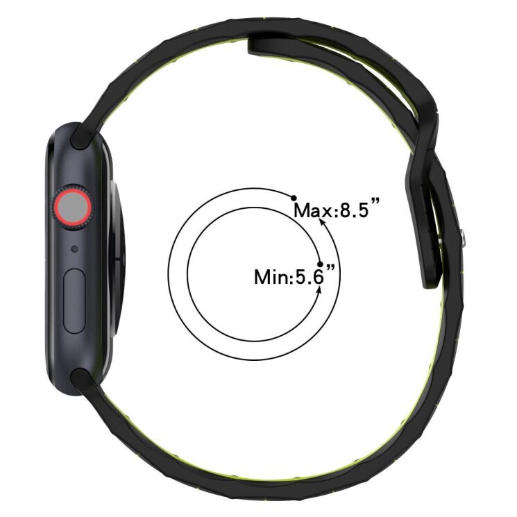 Ремешок Deexe Flex Series для Apple Watch 42 (Series 10) / 41 / 40 / SE 40 / 38 - Olive Green / Black: фото 6 из 6