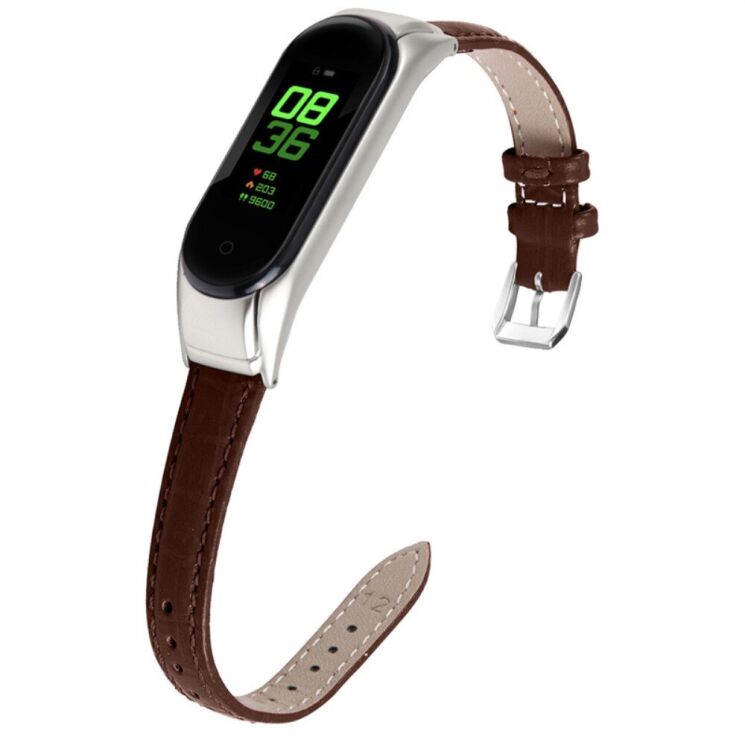 Ремешок Deexe Leather Braslet для Xiaomi Mi Band 7 - Brown: фото 3 из 6