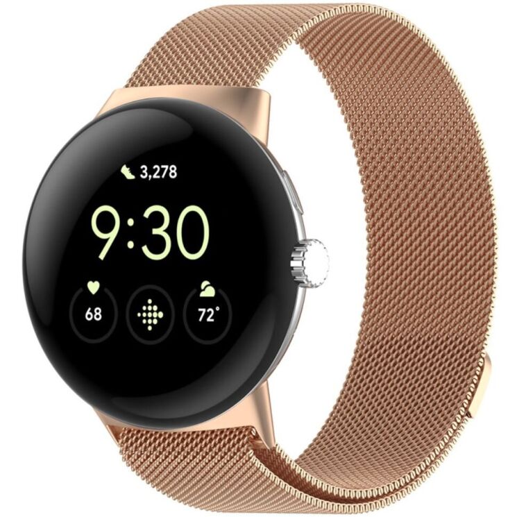 Ремешок Deexe Milanese Loop для Google Pixel Watch / Watch 2 / Watch 3 (41mm) - Rose Gold: фото 2 из 8
