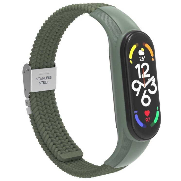 Ремешок Deexe Nylon Strap для Xiaomi Mi Band 7 - Dark Green: фото 3 из 5