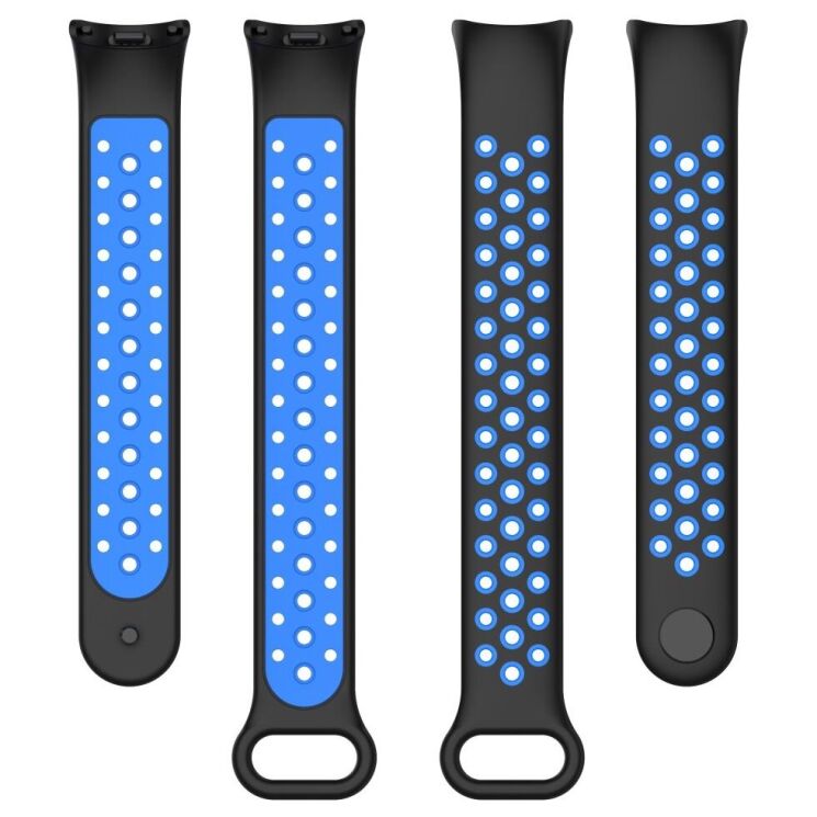 Ремешок Deexe Dual Color для Xiaomi Mi Smart Band 8 / 9 - Black / Blue: фото 5 из 7