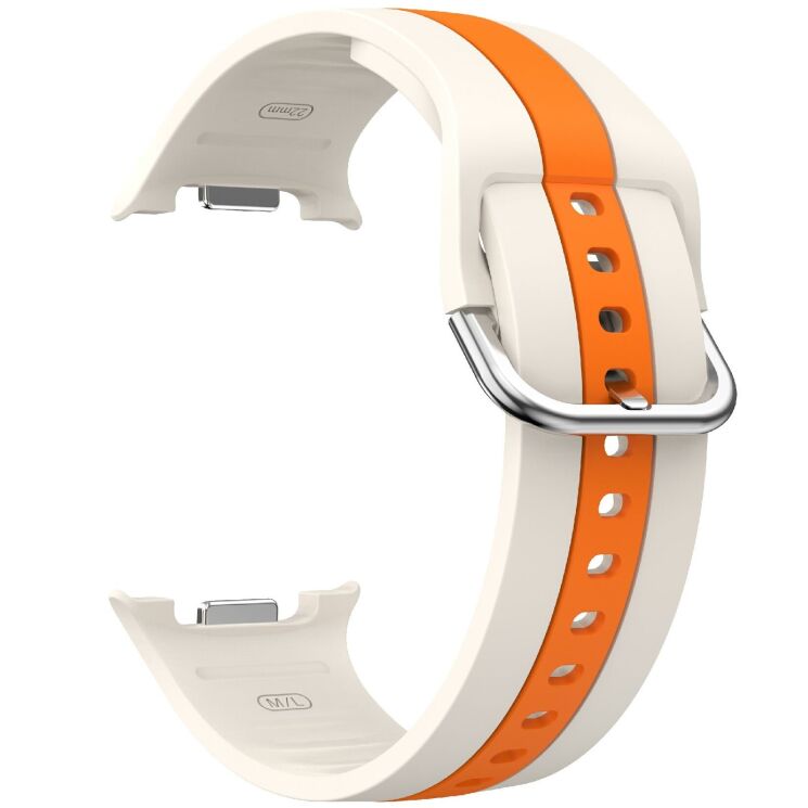 Ремінець Deexe Sport Strap для Samsung Galaxy Watch 8 (40/44mm) / 8 Classic - Starlight / Orange: фото 3 з 6