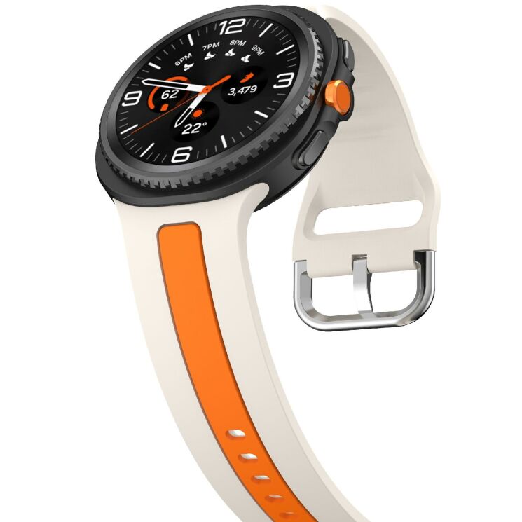 Ремінець Deexe Sport Strap для Samsung Galaxy Watch 8 (40/44mm) / 8 Classic - Starlight / Orange: фото 4 з 6