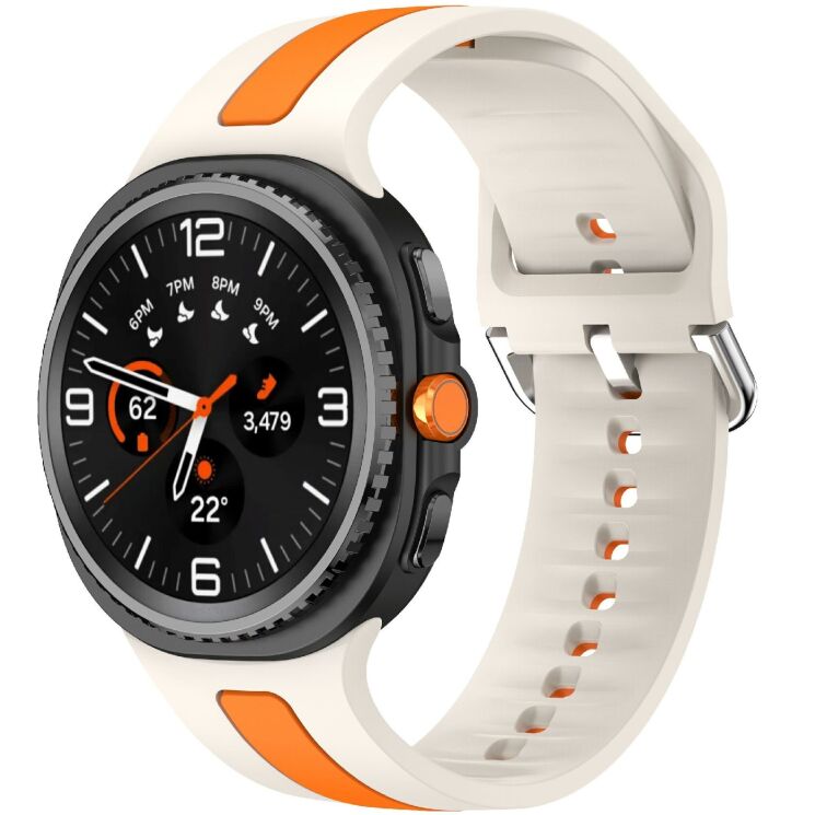 Ремінець Deexe Sport Strap для Samsung Galaxy Watch 8 (40/44mm) / 8 Classic - Starlight / Orange: фото 2 з 6