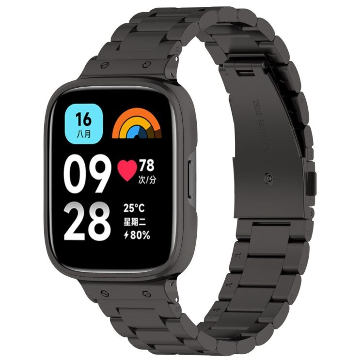 Ремешок Deexe Stainless Steel для Xiaomi Redmi Watch 3 Active / 3 Lite - Black: фото 1 из 8