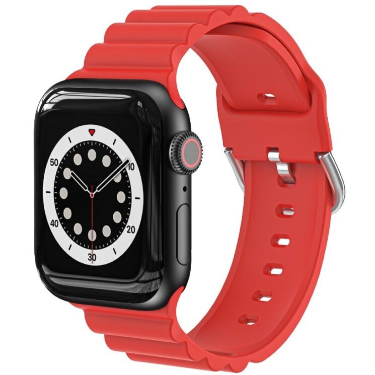 Ремешок Deexe Stripes Series для Apple Watch 42 (Series 10) / 41 / 40 / SE 40 / 38 - Red: фото 2 из 7