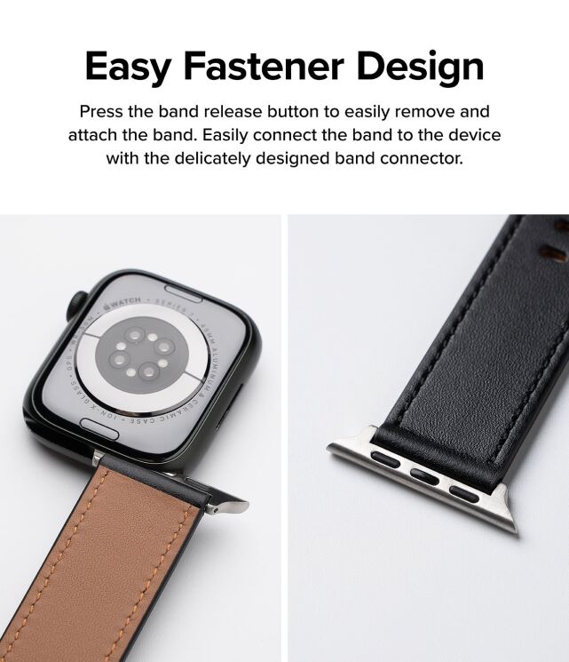 Ремешок Ringke Leather One Basic для Apple Watch 46 / 44 / SE 44 / 45 / Ultra / Ultra 2 / Ultra 3 (49mm) 8809961786778 - Black: фото 7 из 15