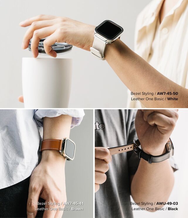 Ремешок Ringke Leather One Basic для Apple Watch 46 / 44 / SE 44 / 45 / Ultra / Ultra 2 / Ultra 3 (49mm) 8809961786778 - Black: фото 10 из 15