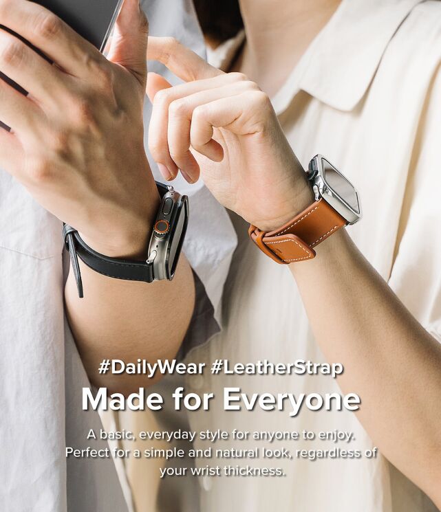 Ремешок Ringke Leather One Basic для Apple Watch 46 / 44 / SE 44 / 45 / Ultra / Ultra 2 / Ultra 3 (49mm) 8809961786778 - Black: фото 4 из 15