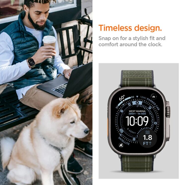 Ремінець Spigen WBF0 для Apple Watch 42 / 44 / SE 44 / 45 / Ultra / Ultra 2 / Ultra 3 (49mm) AMP10142 - Green: фото 17 з 18