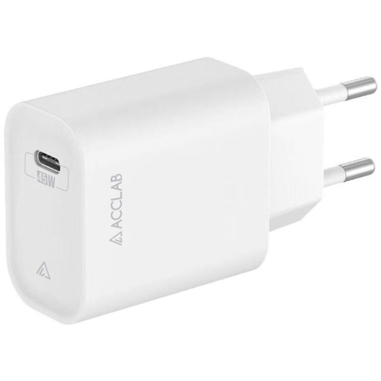 Мережевий зарядний пристрій ACCLAB AL-TC451 PD45W (Type-C) - White (995683W) Мережевий зарядний пристрій ACCLAB AL-TC451 PD45W (Type-C) - White: фото 1 з 8