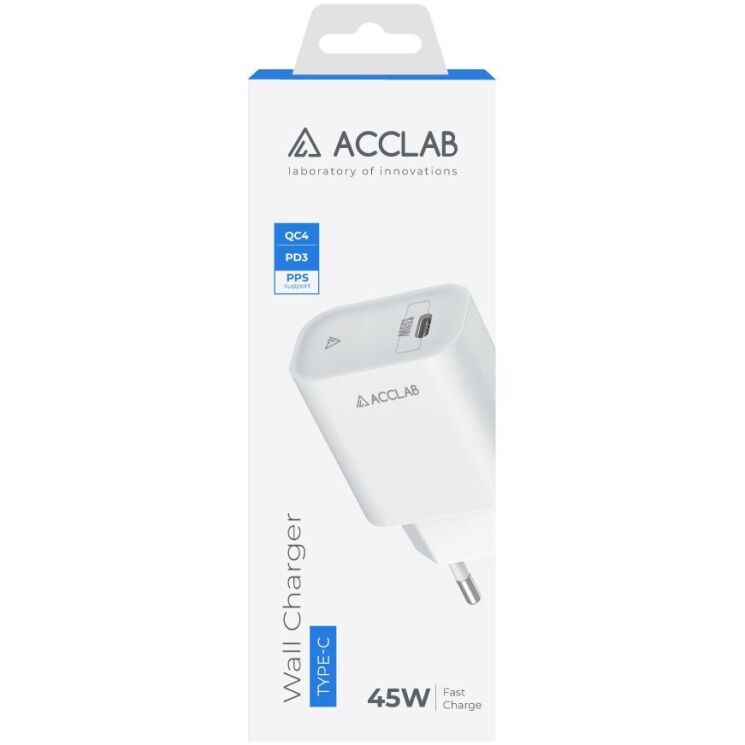 Мережевий зарядний пристрій ACCLAB AL-TC451 PD45W (Type-C) - White (995683W) Мережевий зарядний пристрій ACCLAB AL-TC451 PD45W (Type-C) - White: фото 2 з 8