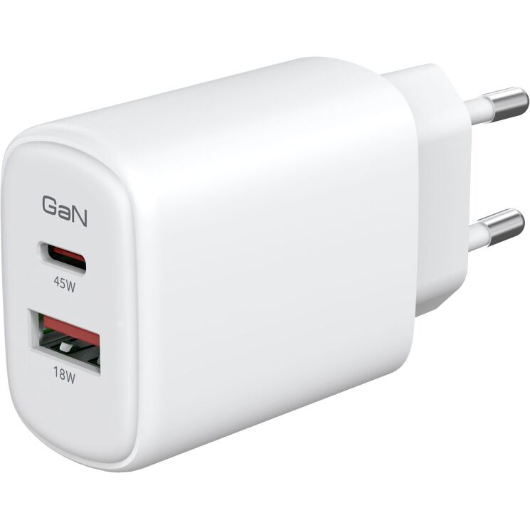 Сетевое зарядное устройство ArmorStandart Poweraze (45W) GaN Type-C + USB - White: фото 3 из 9