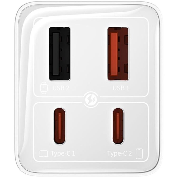 Сетевое зарядное устройство Baseus GaN6 Pro Fast Charger 2C+2U 65W + кабель Type-C to Type-C (100W) P10162701213-00 - White: фото 2 из 20