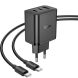 Мережевий зарядний пристрій Hoco N51 PD65W (USB + 2Type-C) + кабель Type-C to Type-C - Black (960197B). Фото 2 з 4