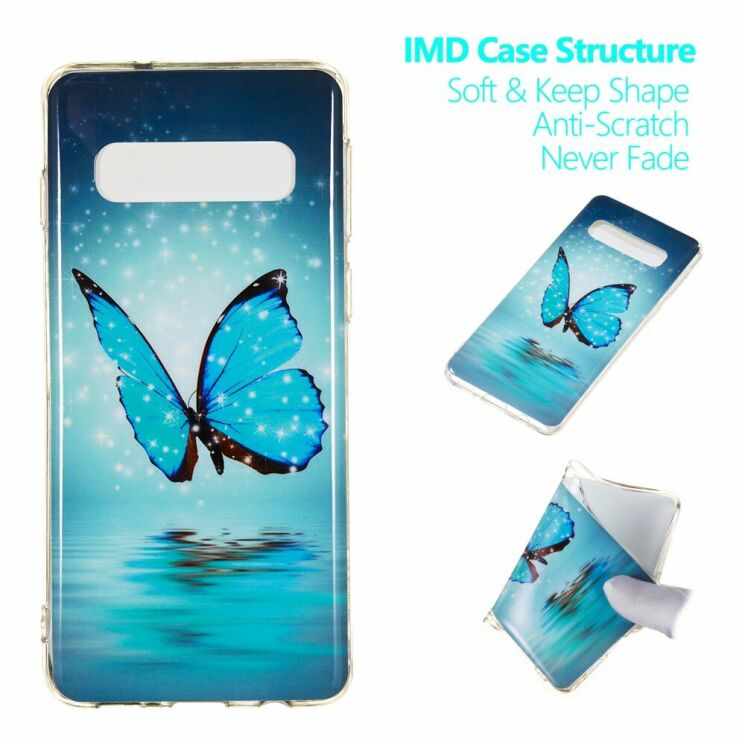 Силиконовый (TPU) чехол Deexe LumiCase для Samsung Galaxy S10 (G973) - Blue Butterfly: фото 1 из 6