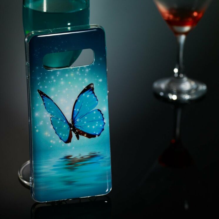Силиконовый (TPU) чехол Deexe LumiCase для Samsung Galaxy S10 (G973) - Blue Butterfly: фото 6 из 6