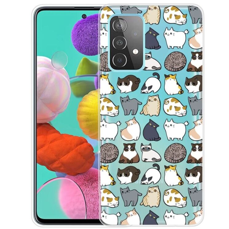 Силіконовий (TPU) чохол Deexe Pretty Glossy для Samsung Galaxy A53 - Cats Stickers: фото 1 з 4