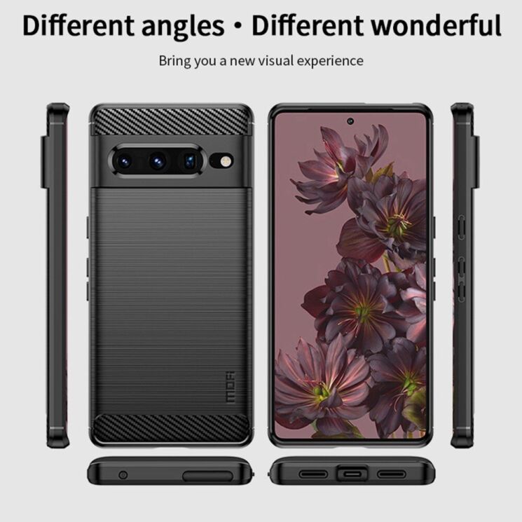 Силиконовый (TPU) чехол MOFI Carbon Fiber для Google Pixel 7 Pro - Blue: фото 7 из 8