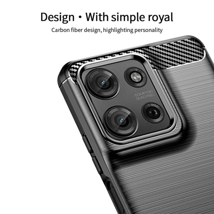 Силиконовый (TPU) чехол MOFI Carbon Fiber для Motorola Moto G75 - Black: фото 5 из 11