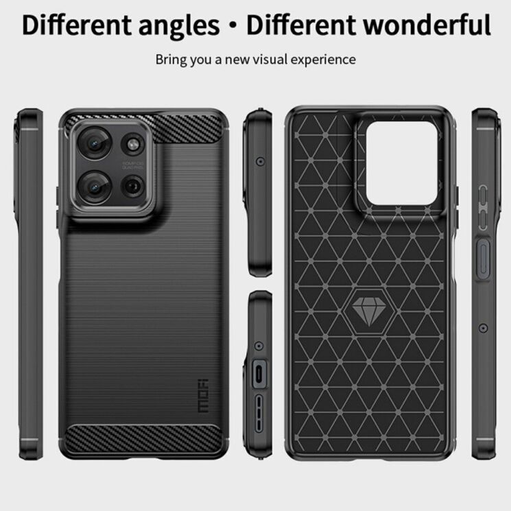 Силиконовый (TPU) чехол MOFI Carbon Fiber для Motorola Moto G75 - Black: фото 10 из 11