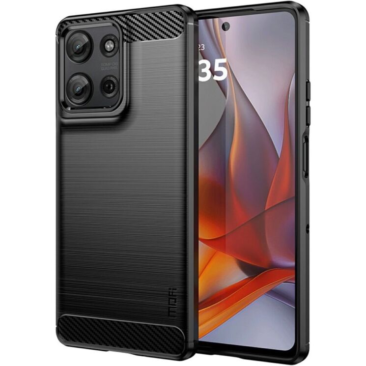 Силиконовый (TPU) чехол MOFI Carbon Fiber для Motorola Moto G75 - Black: фото 1 из 11