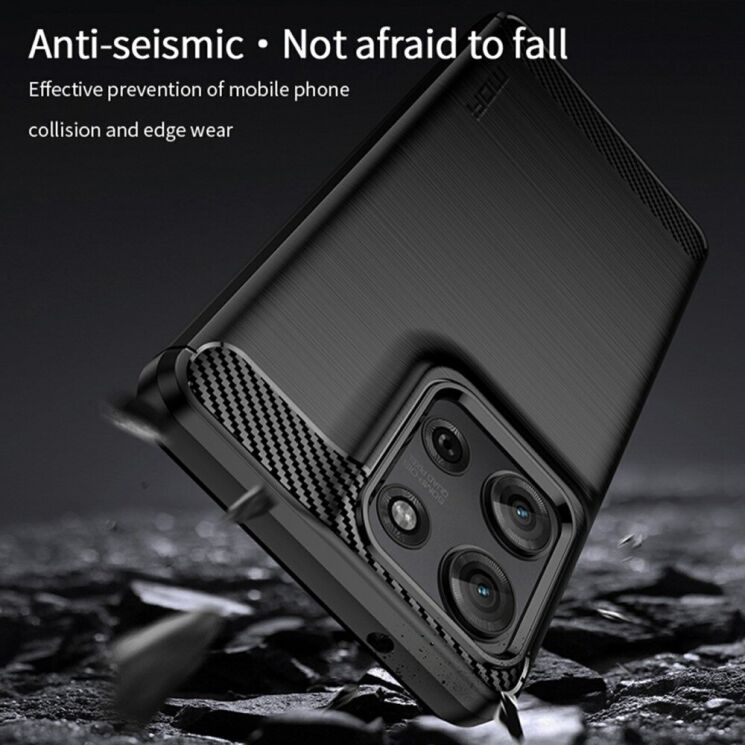 Силиконовый (TPU) чехол MOFI Carbon Fiber для Motorola Moto G75 - Black: фото 6 из 11