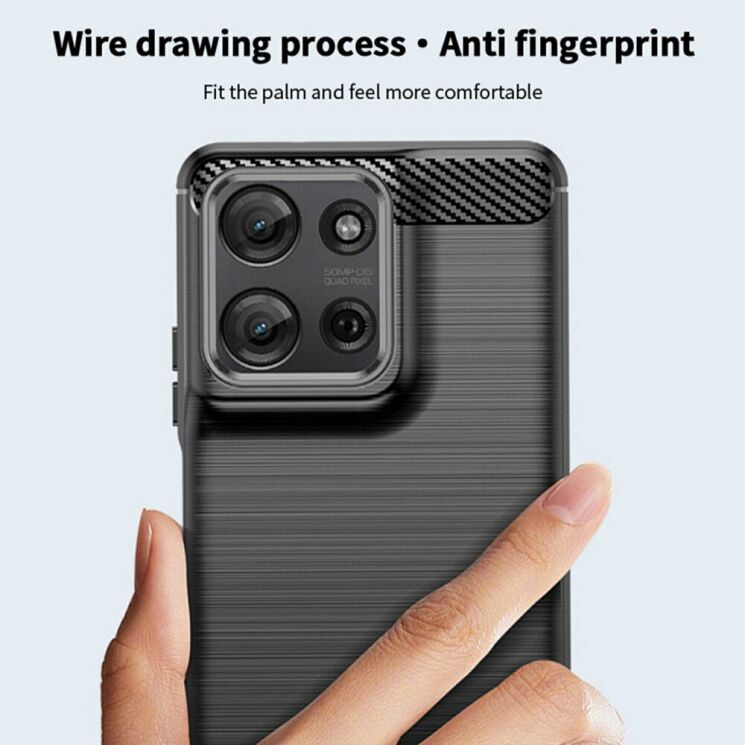Силиконовый (TPU) чехол MOFI Carbon Fiber для Motorola Moto G75 - Black: фото 8 из 11