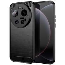 Силиконовый (TPU) чехол UniCase Carbon для Xiaomi 17 Ultra - Black: фото 1 из 8