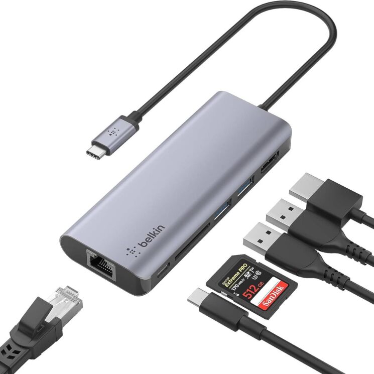 USB HUB Belkin 6 in 1 Multiport Dock (AVC008BTSGY) - Grey: фото 6 из 14