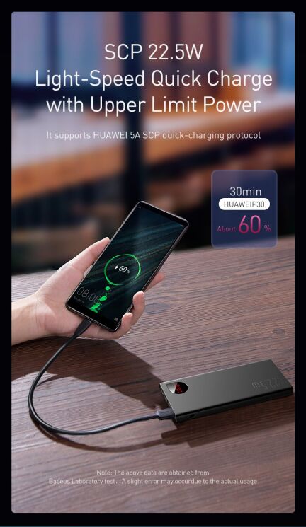 Зовнішній акумулятор Baseus Adaman Digital Display 22.5W (10000mAh) PPAD070001 - Black: фото 10 з 26