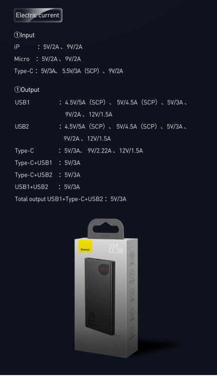 Зовнішній акумулятор Baseus Adaman Digital Display 22.5W (10000mAh) PPAD070001 - Black: фото 25 з 26