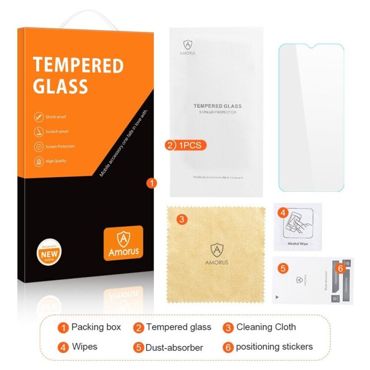 Захисне скло AMORUS Ultra Clear для Samsung Galaxy A04 (A045) - Transparent: фото 8 з 9