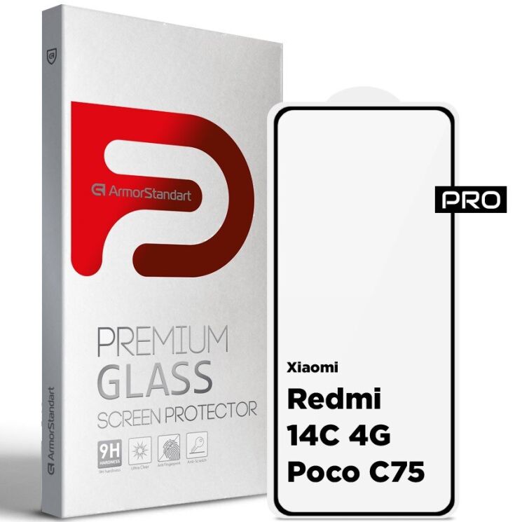 Защитное стекло ArmorStandart Pro 5D для Xiaomi Redmi 14C / Redmi A4 5G / Poco C75 - Black: фото 1 из 7