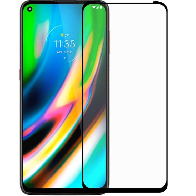 Защитное стекло Deexe Full Glue Coverage для Motorola Moto G9 Plus - Black: фото 1 из 7