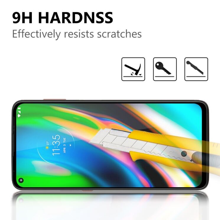 Защитное стекло Deexe Full Glue Coverage для Motorola Moto G9 Plus - Black: фото 4 из 7