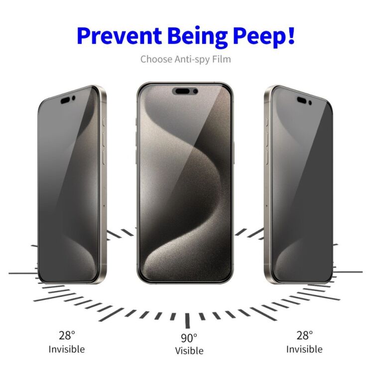 Захисне скло ENKAY Privacy для Apple iPhone 15 Pro - Black: фото 3 з 9
