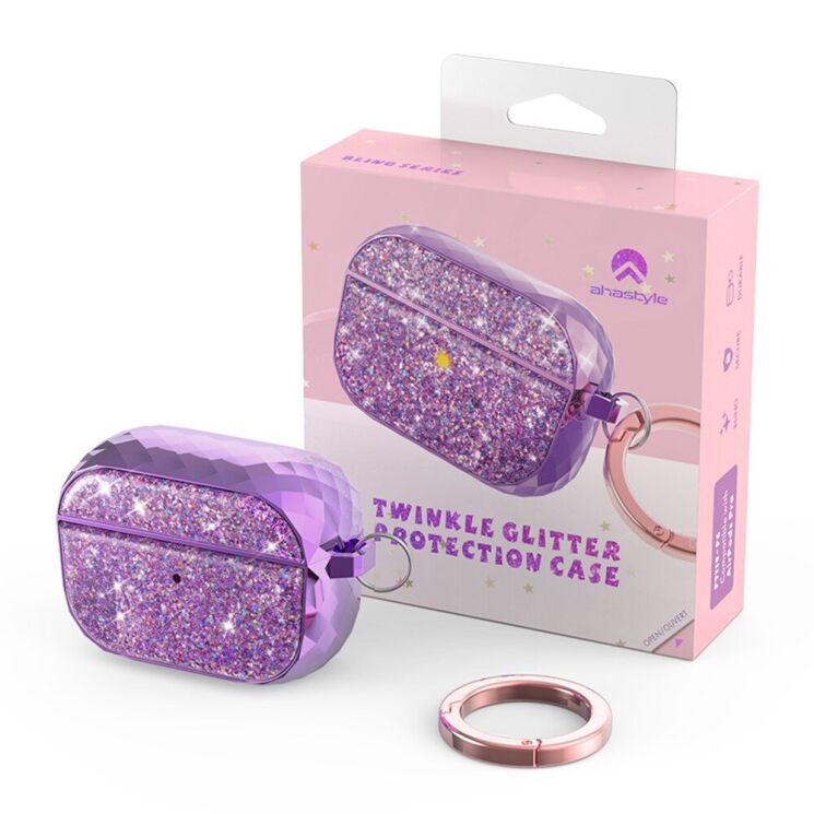 Захисний чохол AHASTYLE Twinkle Glitter для Apple AirPods Pro 2 - Purple: фото 2 з 7