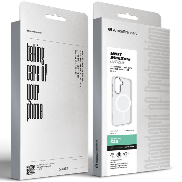 Защитный чехол ArmorStandart Unit MagSafe для Samsung Galaxy S25 (S931) - Matte Clear Silver: фото 2 из 6